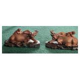 WWW057- Chinese Wood Carving Of Boys On Water Buffalos