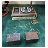 WWW082- Vintage Sanyo Record Turntable With Cassette Deck and Speakers