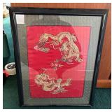 WWW095- Woven And Stitched Asian Dragons Art