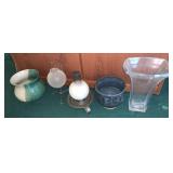 WWW124 Decorative Pottery, Candles, and a Crystal Vase