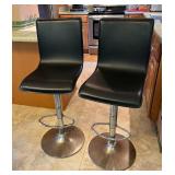 WWW130 Two Black Leather Like Bar Stools Chairs