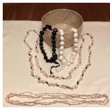 WWW303 Woven Basket, Shell & Kukui Nut Leis