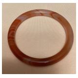 WWW304 Orange Polished Stone Bangle Bracelet