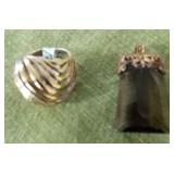 ADC083 Smoky Topaz Pendant & Silver Tone Ring