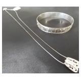 ADC085 Hawaiian Silver Tone Bracelet and 925 Pendant