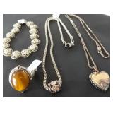 ADC091 Silver Necklaces, Ring and Bracelet