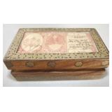 ADC119 Rare Maharaja Stamp & Wood Box with Brass Inlay