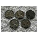 HKC311 - Wartime (Silver Alloy ~ 1944) Nickels minted in San Francisco