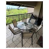 KKF002- 7 Piece Round Glass Top Patio Table With Chairs