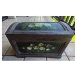 KKF247-Wooden Storage Chest With Floral Top And Front