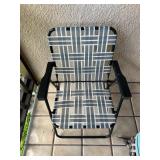 KKF256- Black & White Web Strap Foldable Patio Chair 