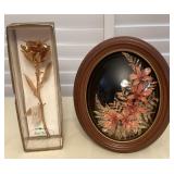 MMF007 24K Gold Dipped Rose & Hawaiian Flowers And Leaves Wall Hanging