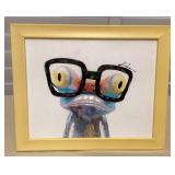 MMF012 Framed Original Painting Of A Nerdy Gecko