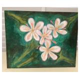 MMF017 Original Painting Of Plumeria Flowers On Canvas Panel