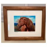 MMF052 Koa Framed Ehukai Horse Picture By Patrick Ching