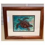 MMF054 Koa Framed Picture Honu Malia By Patrick Ching