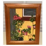MMF058 Koa Framed Original Painting Of Desert Rose Flowers