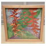 MMF060 Framed Original Watercolor Painting Of Heleconia Flowers Signed