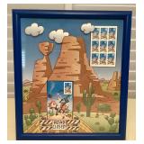 MMF061 Framed Wile E. Coyote/Road Runner USA Postage Stamps Hanging Picture