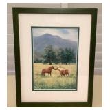 MMF080 Framed Scenic Picture Of Horses By Patrick Ching