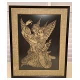 MMF081 Framed Thai Temple Rubbing Picture 