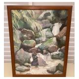 MMF095 Framed Picture Of Cascading Waterfalls By Carli Oliver