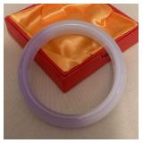 MMF107 Lavender & White Jade Bangle Bracelet New 
