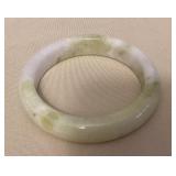 MMF108 Green & White Jade Bangle Bracelet New 