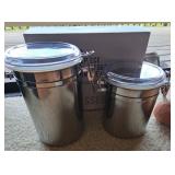 MMM003-Martha Stewart Essentials 2 Piece Stainless Steel Canister Set