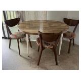 MMM012 Vintage Dining Table With Three Mid-Century Modern Chairs 