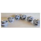 MMM124-Beautiful Set Of Japanese Porcelain Donburri Bowls W/Lids