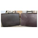 MMM198 Two Brown Vintage Suitcases 