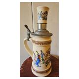 TTT032-Alwe West German Beer Stein Bayern Bavaria Crest With Pewter Lid & Shot Glass
