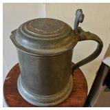 TTT033-Vintage Sheffield Pewter Beer Stein With Elizabeth II on Lid