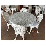 TTT037 White Wrought Iron Table & Four Chairs