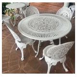 TTT043 White Wrought Iron Table & Four Chairs