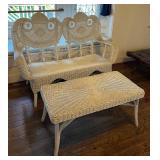 TTT109 White Wicker Sofa And Coffee Table