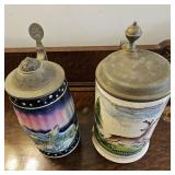 TTT145- Pair of Collectible Ceramic/Pewter Beer Steins