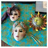TTT158- Two Ceramic Masks And A Sun And Moon 