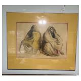 TTT174 Large Framed Native American Lithograph 