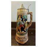 TTT175-Vintage Large Collectible Porcelain/Pewter Beer Stein
