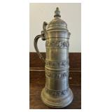 TTT221-Vintage Zinn Becker Stuttgart German Pewter Beer Stein