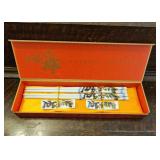 TTT233-Gift Set Of Chinese Dragon/Phoenix Porcelain Chopsticks And Holders