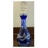 TTT252-Absolutely Stunning Bohemian Cobalt Blue/Cut to Clear Crystal Decanter w/stopper. 