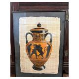 TTT258- Framed Original Painting On Papyrus Anfore Attica