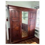 TTT288- Large Burled Walnut Wood Armoire 