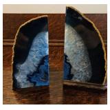 TTT292-Beautiful Blue Agate Geode Bookends