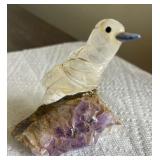 TTT329- Bird Sculpture On Natural Amethyst 
