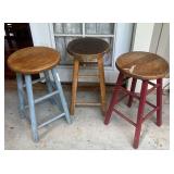 TTT354- (3) Wooden Bar Stools