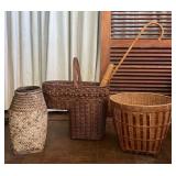 TTT447- Assorted Woven Baskets, Bamboo Cane & Pu’ili Instrument